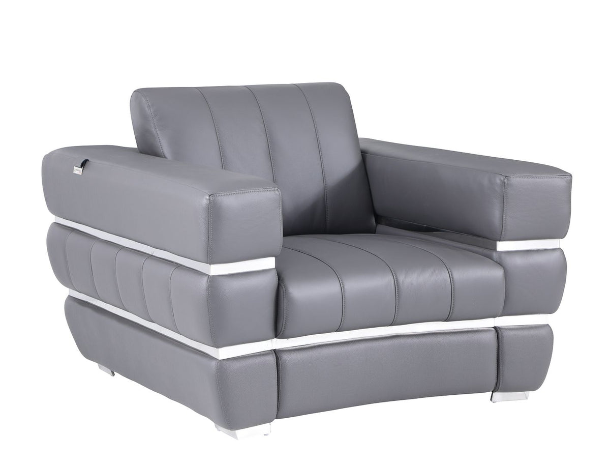 904 Divanitalia 3-Piece Sofa Set in Top-grain Italian Leather - Dark Grey - SKU 904- DARK GRAY 3PC (S/L/CH) - GROUP - view 8