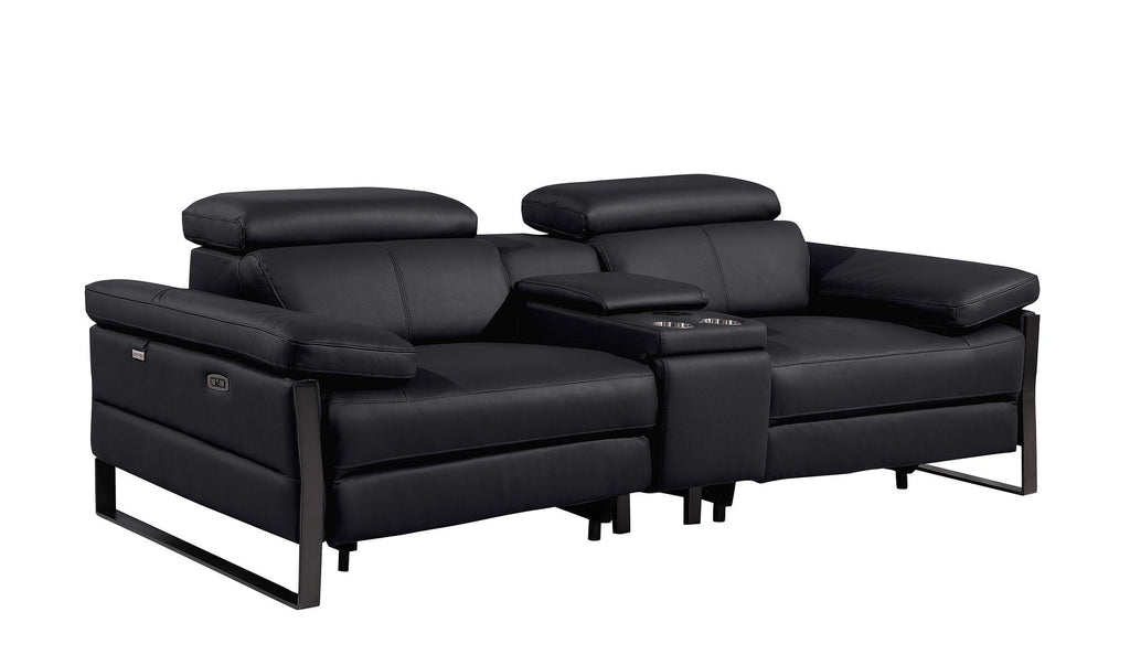 1246 Divanitalia Modular Power Reclining Dual Console Sofa and Console Loveseat Set with Power Headrests - Top Grain Italian Leather - Black - SKU 1246-BLACK-8.5-HT-2PC - view 7