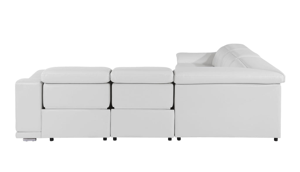 9762 Divanitalia 5-Piece L-Shaped Top Grain Italian Leather Sectional Sofa with 3 Power Recliners
