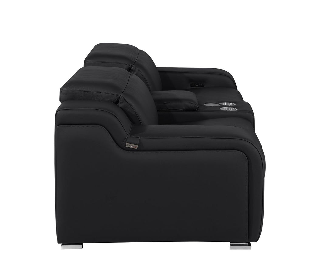 1116 Divanitalia 3-Piece Modular Power Reclining Console Loveseat in Top Grain Italian Leather with 2 Power Recliners & Power Headrests