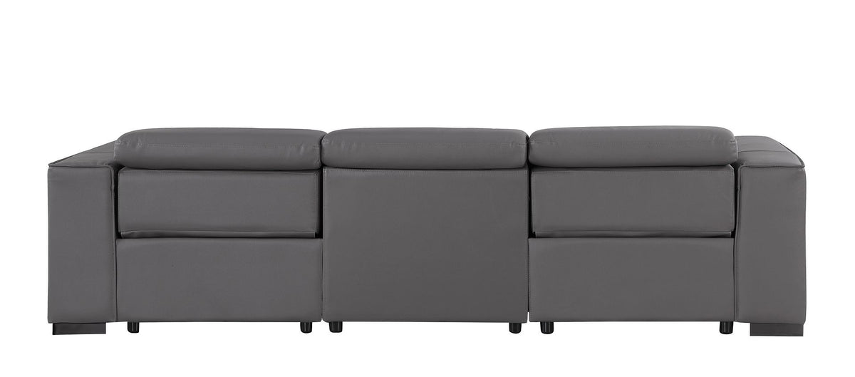 1208 Genuine Leather Triple Power Reclining Sofa - Dark Grey - SKU 1208-DK-GREY-3.2-S-HT - view 6