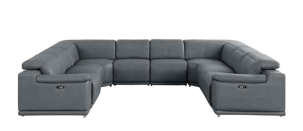 2679 8-Piece U-Shaped Power Reclining Sectional Sofa in Genuine Leather - 4 Recliners