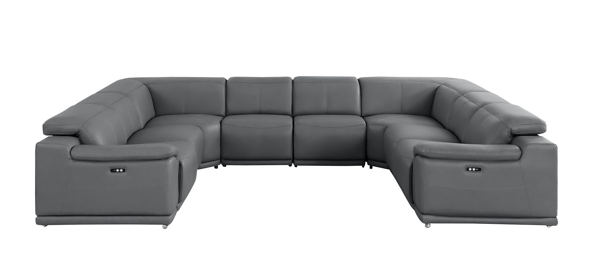 2679 8-Piece U-Shaped Power Reclining Sectional Sofa in Genuine Leather - 4 Recliners