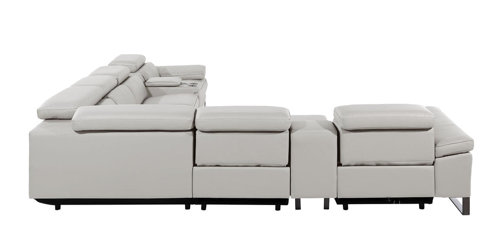 1246 Divanitalia 8-Piece L-Shaped Modular Power Reclining Sectional Sofa with 4 Power Recliners and Power Headrests - Top Grain Italian Leather