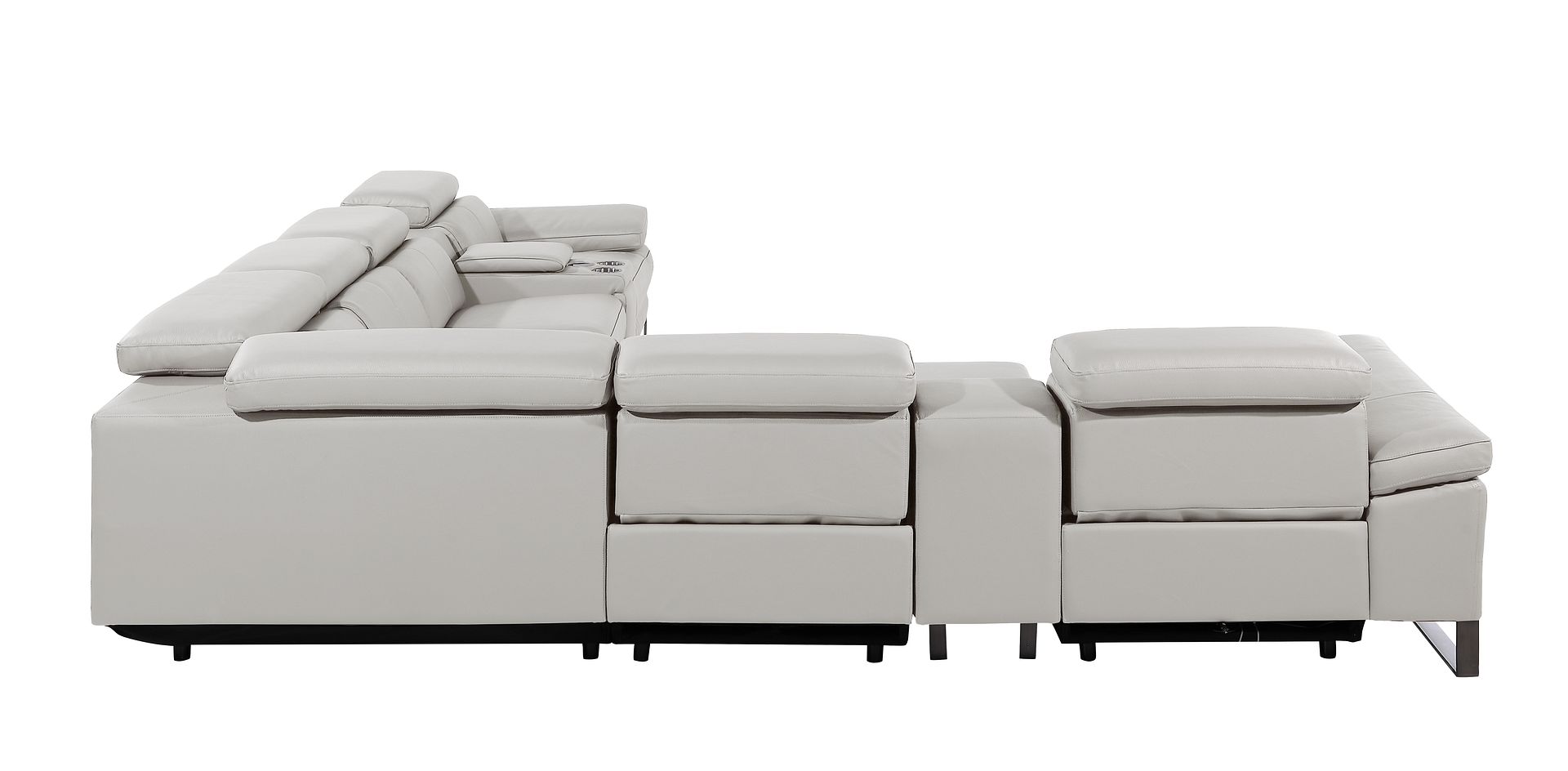1246 Divanitalia 8-Piece L-Shaped Modular Power Reclining Sectional Sofa with 4 Power Recliners and Power Headrests - Top Grain Italian Leather