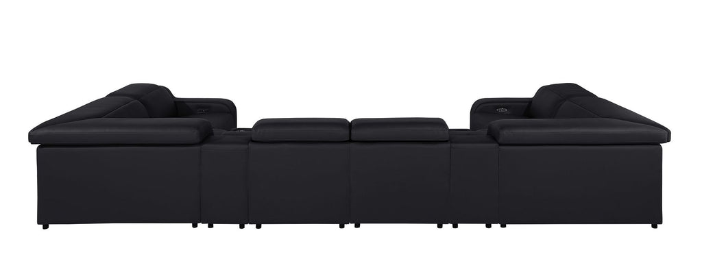 1116 Divanitalia 8-Piece U-Shaped Sectional Sofa in Top Grain Italian Leather with 2 Power Recliners & Power Headrests - Black - SKU 1116-BLACK-8PC-2PWR-U-SECTIONAL-GROUP - view 6