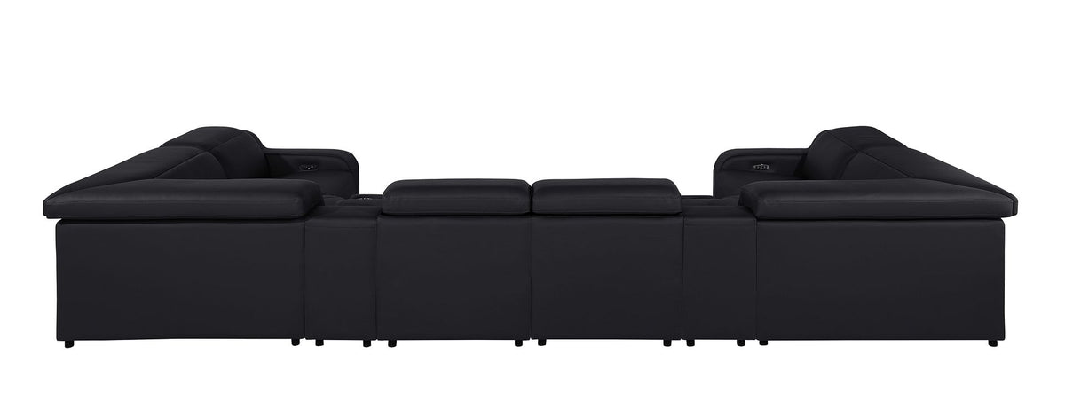 1116 Divanitalia 8-Piece U-Shaped Sectional Sofa in Top Grain Italian Leather with 2 Power Recliners & Power Headrests - Black - SKU 1116-BLACK-8PC-2PWR-U-SECTIONAL-GROUP - view 6