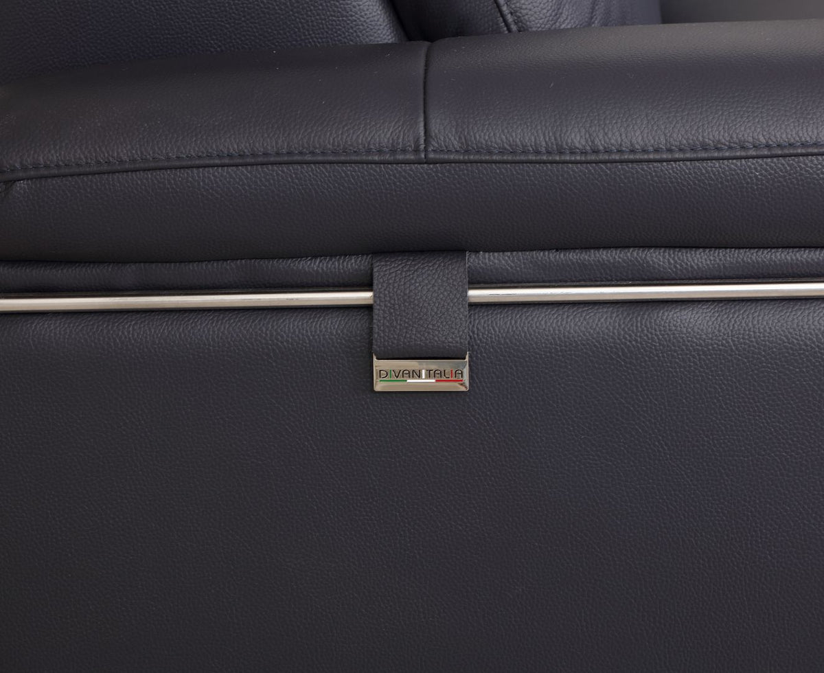727 Divanitalia Loveseat with Adjustable Headrest in Top-grain Italian Leather - Navy - SKU 727-L-NAVY - view 6