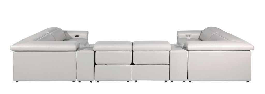 1126 Divanitalia 8-Piece U-Shaped Sectional Sofa in Top Grain Italian Leather with 4 Power Recliners & Power Headrests