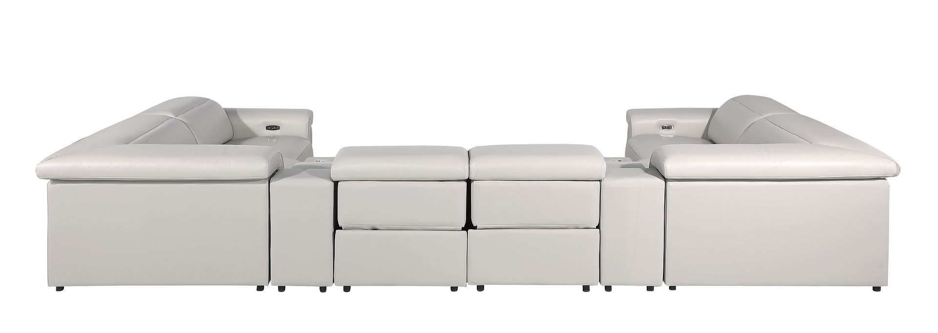 1126 Divanitalia 8-Piece U-Shaped Sectional Sofa in Top Grain Italian Leather with 4 Power Recliners & Power Headrests