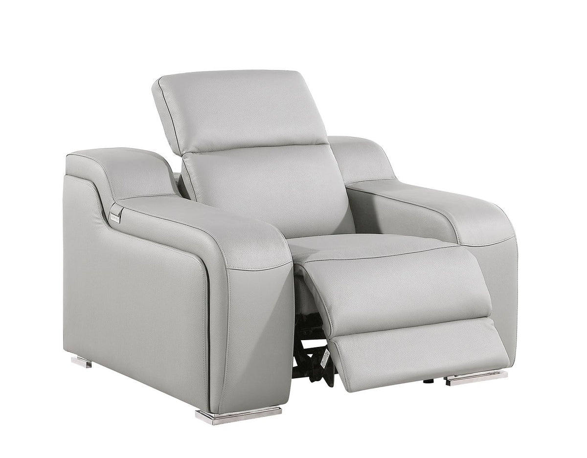 1116 Divanitalia 7-Piece Modular Power Reclining Sofa, Loveseat & Chair Set in Top Grain Italian Leather with 6 Power Recliners & Power Headrests - Light Grey - SKU 1116-LT_GREY-7.6-HT-3PC - view 10