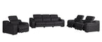 1116 Divanitalia 7-Piece Modular Power Reclining Sofa, Loveseat & Chair Set in Top Grain Italian Leather with 6 Power Recliners & Power Headrests - Black - SKU 1116-BLACK-7.6-HT-3PC - view 4