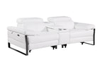 1246 Divanitalia Modular Power Triple Reclining Sofa, Console Loveseat, and Chair Set with Power Headrests - Top Grain Italian Leather - White - SKU 1246-WHITE-7.6-HT-3PC - view 7