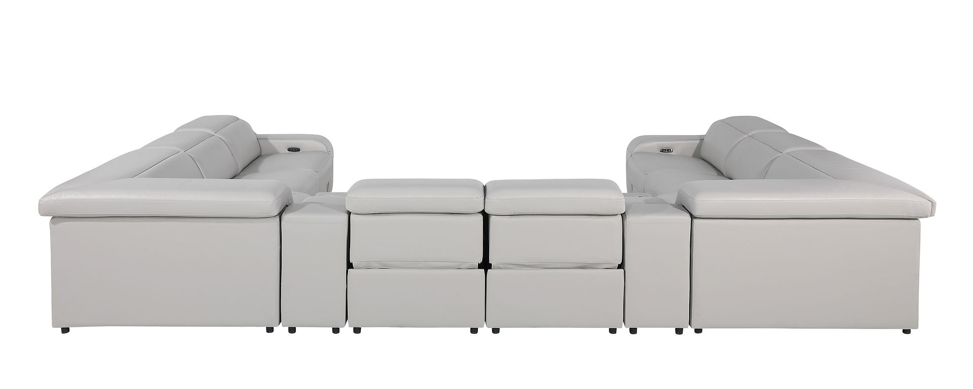 1116 Divanitalia 10-Piece U-Shaped Sectional Sofa in Top Grain Italian Leather with 4 Power Recliners & Power Headrests