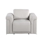 1126 Divanitalia Power Reclining Sofa, Loveseat & Chair Set in Top Grain Italian Leather with 5 Power Recliners & Power Headrests - Dark Grey - SKU 1126-LIGHT GREY-3PC - view 7