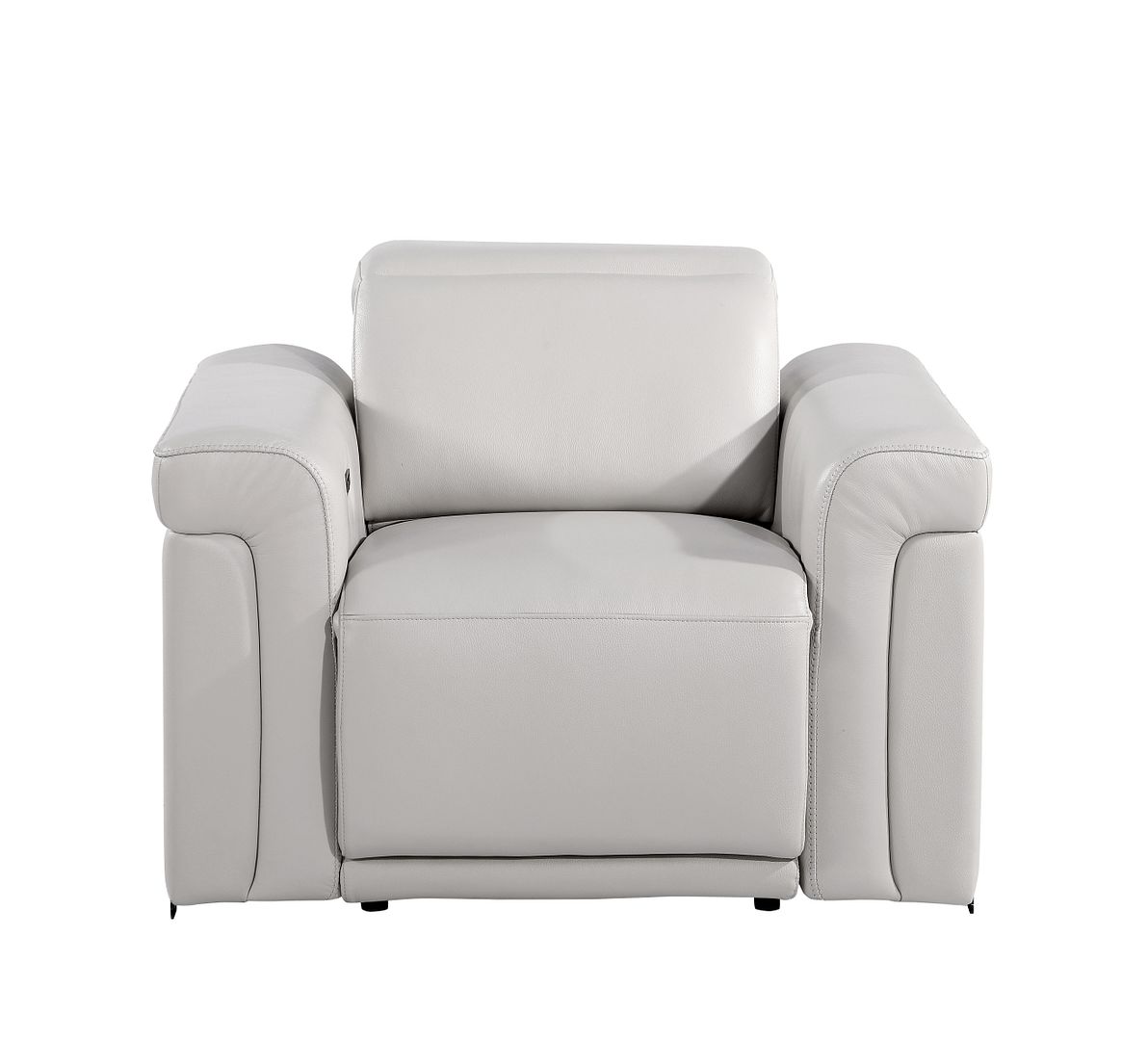 1126 Divanitalia Power Reclining Sofa, Loveseat & Chair Set in Top Grain Italian Leather with 5 Power Recliners & Power Headrests - Dark Grey - SKU 1126-LIGHT GREY-3PC - view 7
