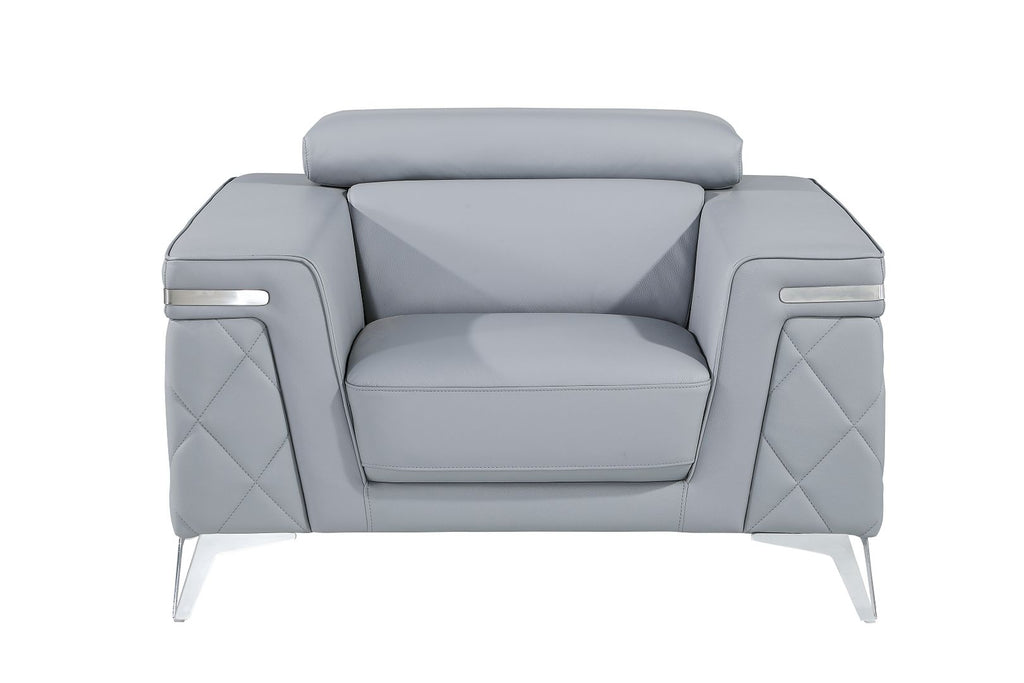 1140 Divanitalia 3-Piece Sofa Set with Adjustable Headrest in Top-grain Italian Leather - Light Blue - SKU 1140-LT-BLUE-3PC - view 9