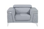1140 Divanitalia 3-Piece Sofa Set with Adjustable Headrest in Top-grain Italian Leather - Light Blue - SKU 1140-LT-BLUE-3PC - view 9