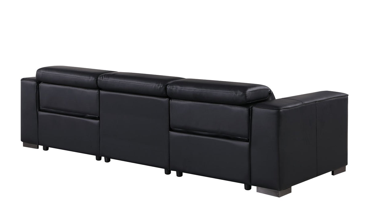 1208 Genuine Leather Triple Power Reclining Sofa - Black - SKU 1208-BLACK-3.2-S-HT - view 6