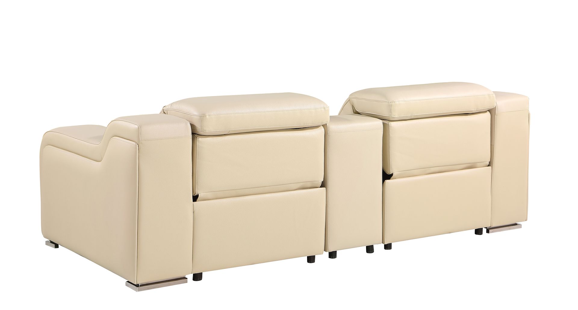 1116 Divanitalia 3-Piece Modular Power Reclining Console Loveseat in Top Grain Italian Leather with 2 Power Recliners & Power Headrests