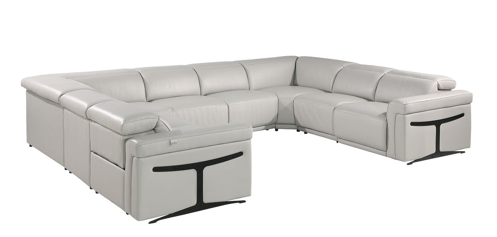 1126 Divanitalia 8-Piece U-Shaped Sectional Sofa in Top Grain Italian Leather with 4 Power Recliners & Power Headrests