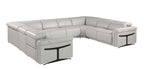 1126 Divanitalia 8-Piece U-Shaped Sectional Sofa in Top Grain Italian Leather with 4 Power Recliners & Power Headrests