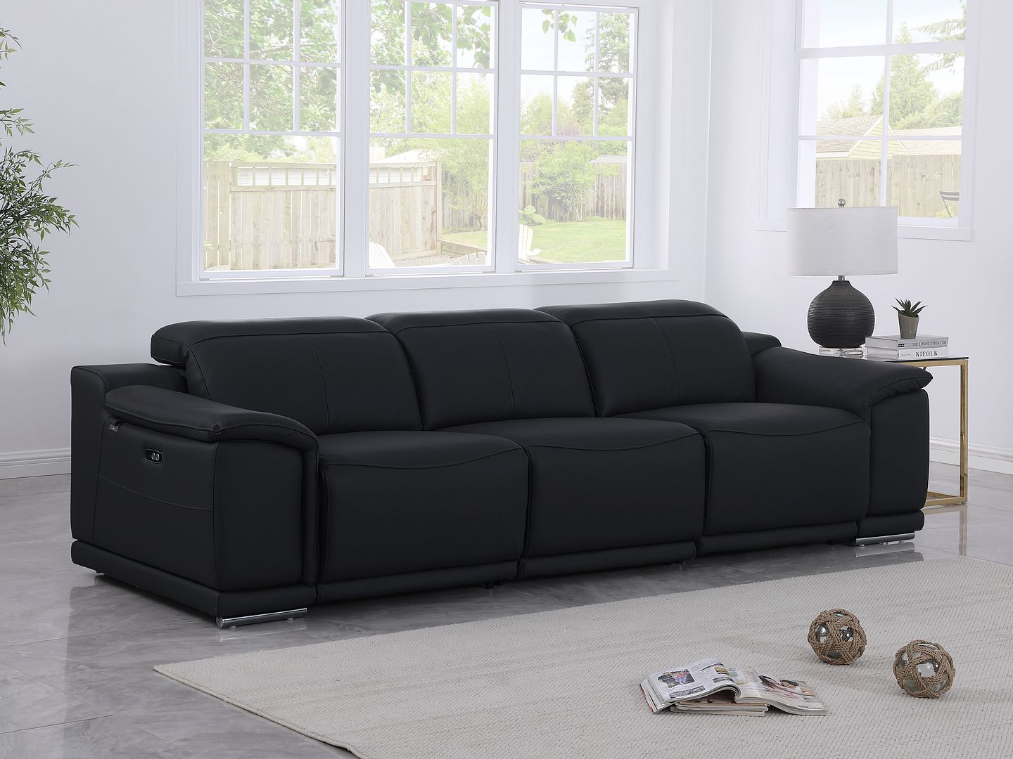 9762 Divanitalia 3-Piece Modular Power Reclining Sofa with 3 Power Recliners in Top Grain Italian Leather