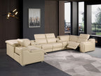 1116 Divanitalia 8-Piece U-Shaped Sectional Sofa in Top Grain Italian Leather with 2 Power Recliners & Power Headrests - Beige - SKU 1116-BEIGE-8PC-2PWR-U-SECTIONAL-GROUP - view 2