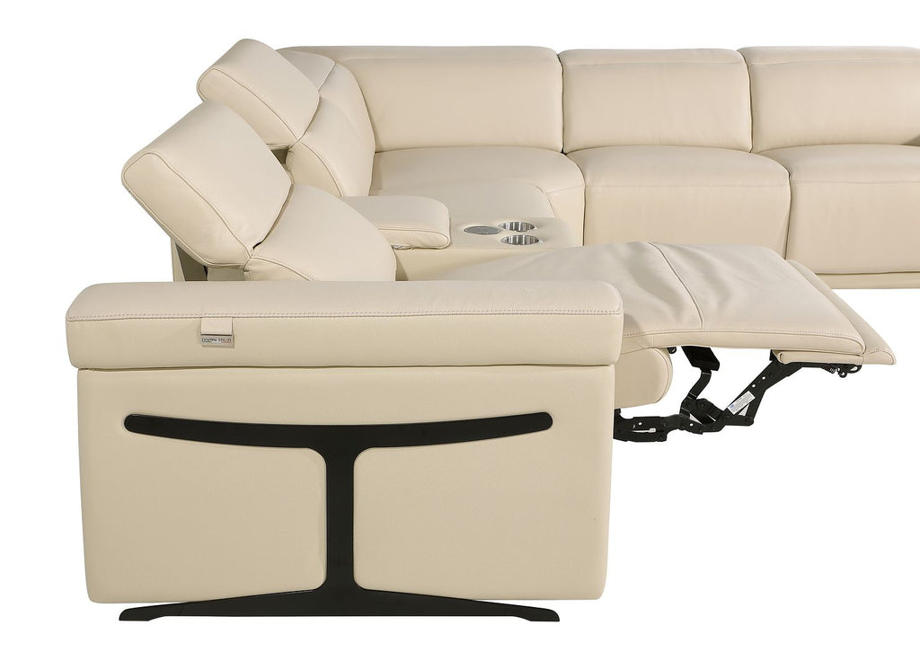 1126 Divanitalia 8-Piece U-Shaped Sectional Sofa in Top Grain Italian Leather with 2 Power Recliners & Power Headrests