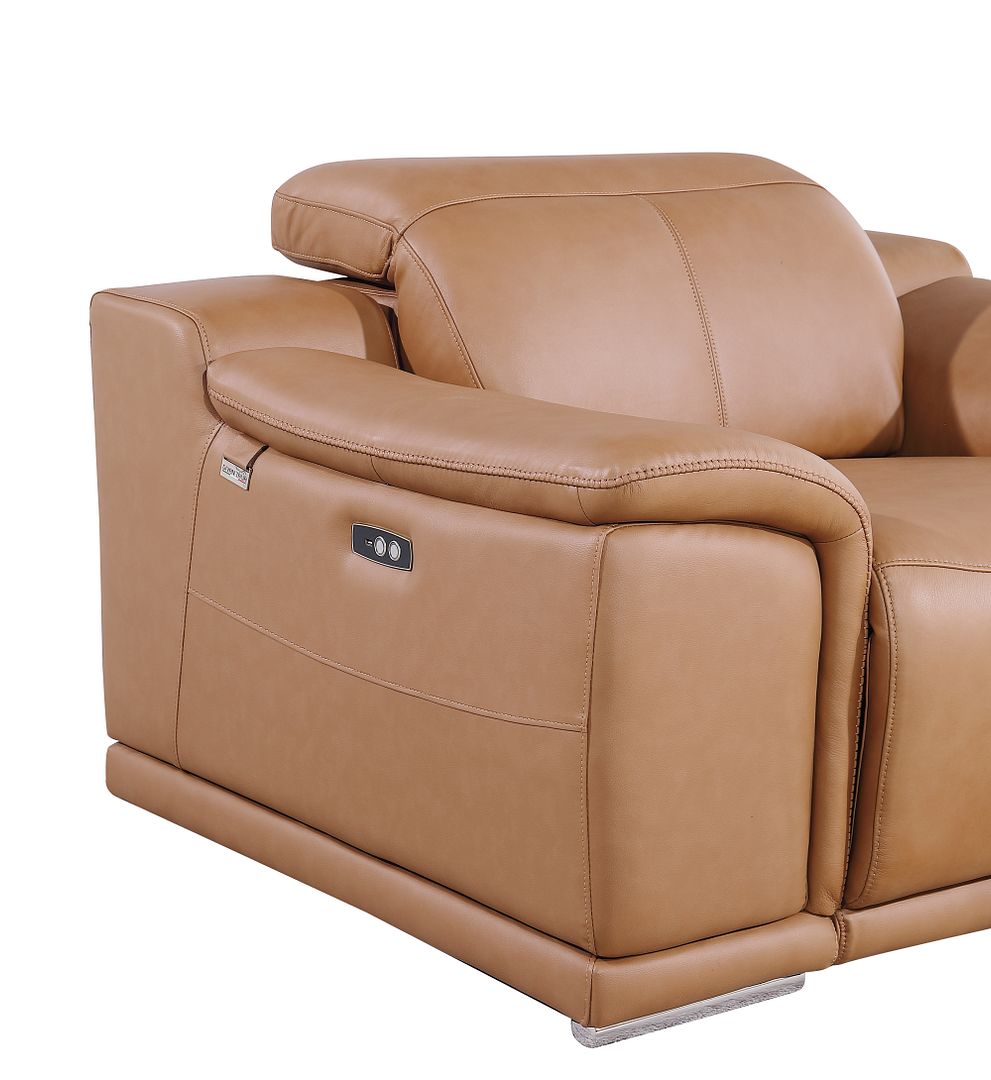 9762 Divanitalia Top Grain Italian Leather Power Reclining Chair with Adjustable Headrests - Cognac - SKU 9762-PWR-CH-COGNAC - view 8