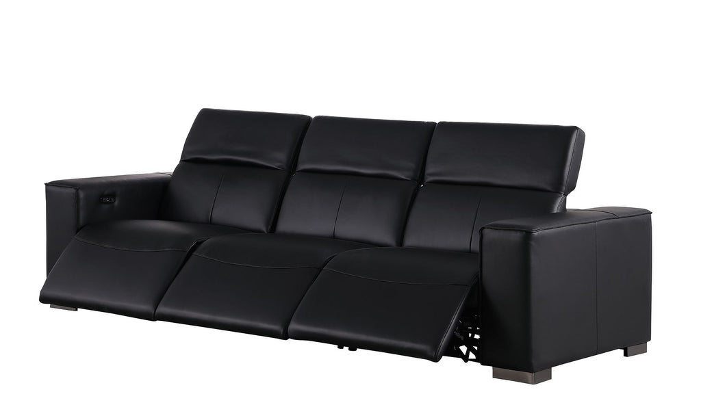 1208 Leather Reclining Set - Sofa, Loveseat & Chair with 6 Power Recliners - Black - SKU 1208-BLACK-6.6-HT-3PC - view 6