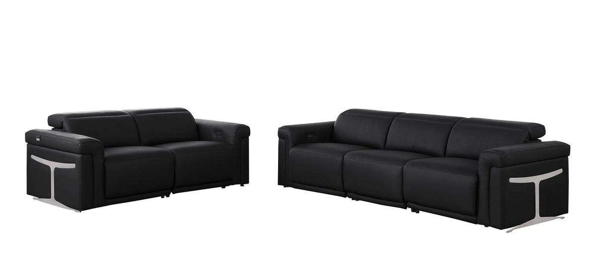 1126 Divanitalia 5-Piece Modular Power Reclining Sofa and Loveseat Set in Top Grain Italian Leather with 4 Power Recliners & Power Headrests - Black - SKU 1126-BLACK-5.4-HT-2PC - view 3