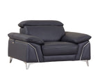 727 Divanitalia 3-Piece Sofa Set with Adjustable Headrest in Top-grain Italian Leather - Navy - SKU 727- NAVY 3PC (S/L/CH) - GROUP - view 8