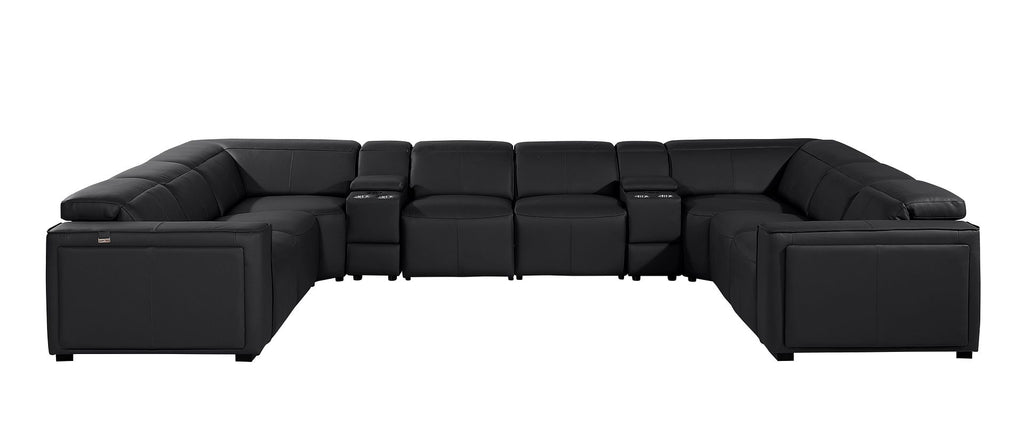 1224 Divanitalia 10-Piece U-Shaped Sectional Sofa in Top Grain Italian Leather with 4 Power Recliners & Power Headrests