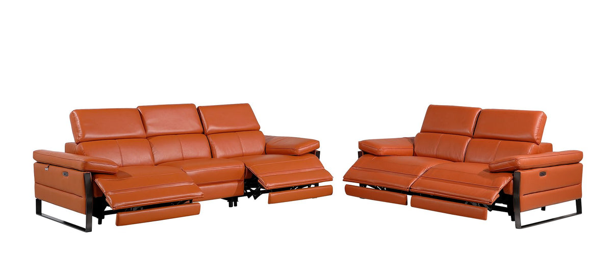 1246 Divanitalia Modular Power Dual Reclining Sofa and Loveseat Set with Power Headrests - Top Grain Italian Leather - Camel - SKU 1246-CAMEL-5.4-HT-2PC - view 4