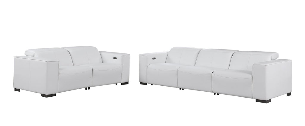 1208 Leather Reclining Set - Sofa & Loveseat with 4 Power Recliners - White - SKU 1208-WHITE-5.4-HT-2PC - view 3