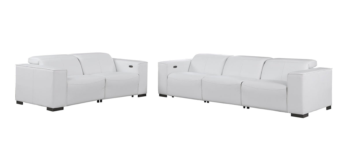 1208 Leather Reclining Set - Sofa & Loveseat with 4 Power Recliners - White - SKU 1208-WHITE-5.4-HT-2PC - view 3