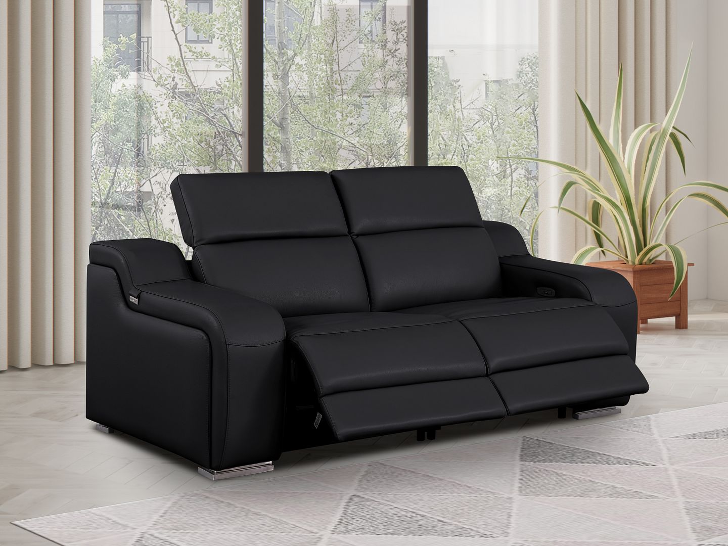 1116 Divanitalia 2-Piece Modular Power Reclining Loveseat in Top Grain Italian Leather with 2 Power Recliners & Power Headrests
