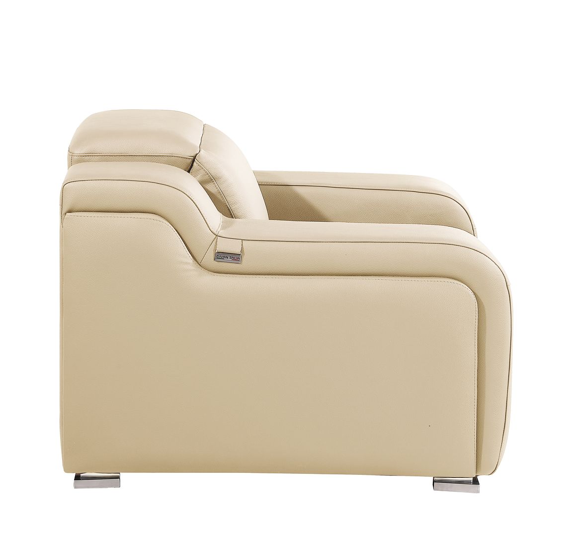 1116 Divanitalia Top Grain Italian Leather Power Reclining Chair with Power Headrests - Beige - SKU 1116-BEIGE-CH - view 8