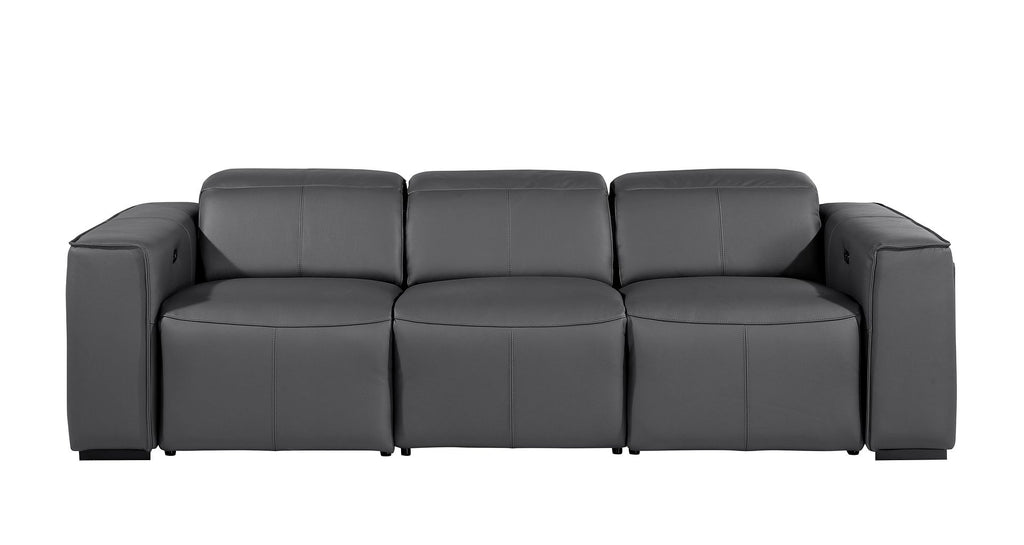 1224 Divanitalia 3-Piece Modular Power Reclining Sofa in Top Grain Italian Leather with 2 Power Recliners & Power Headrests