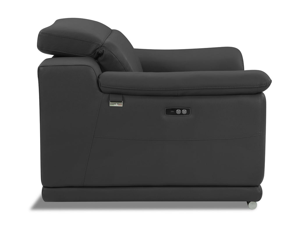9762 Divanitalia Top Grain Italian Leather Power Reclining Loveseat with Adjustable Headrests