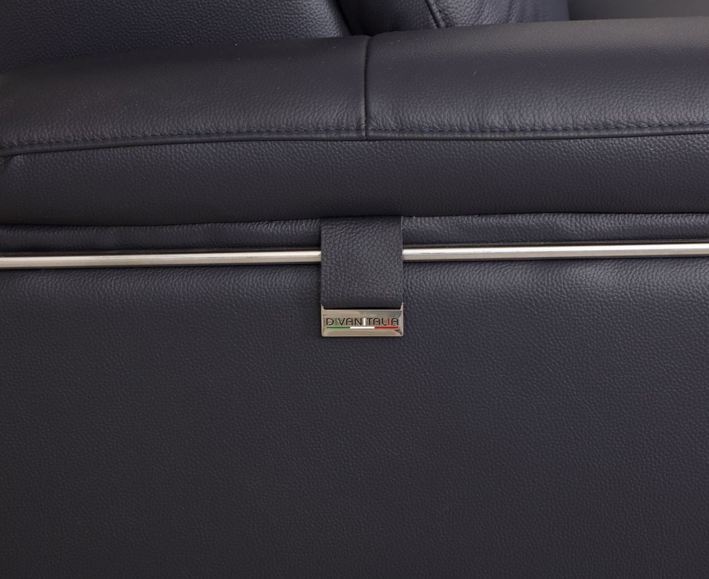 727 Divanitalia Sofa with Adjustable Headrest in Top-grain Italian Leather - Navy - SKU 727-S-NAVY - view 8