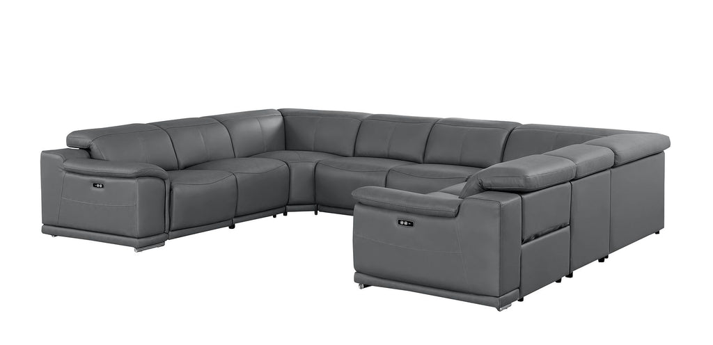 2679 8-Piece U-Shaped Power Reclining Sectional Sofa in Genuine Leather - 4 Recliners