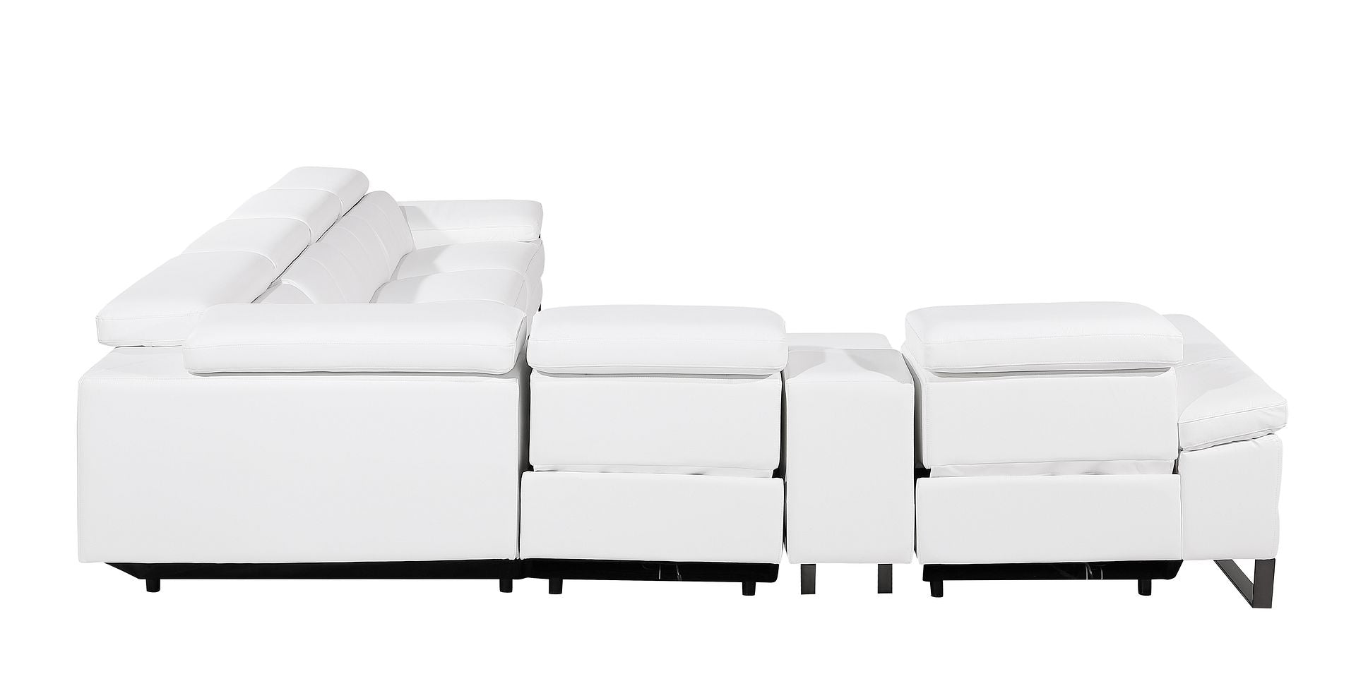 1246 Divanitalia 7-Piece L-Shaped Modular Power Reclining Sectional Sofa with 4 Power Recliners and Power Headrests - Top Grain Italian Leather