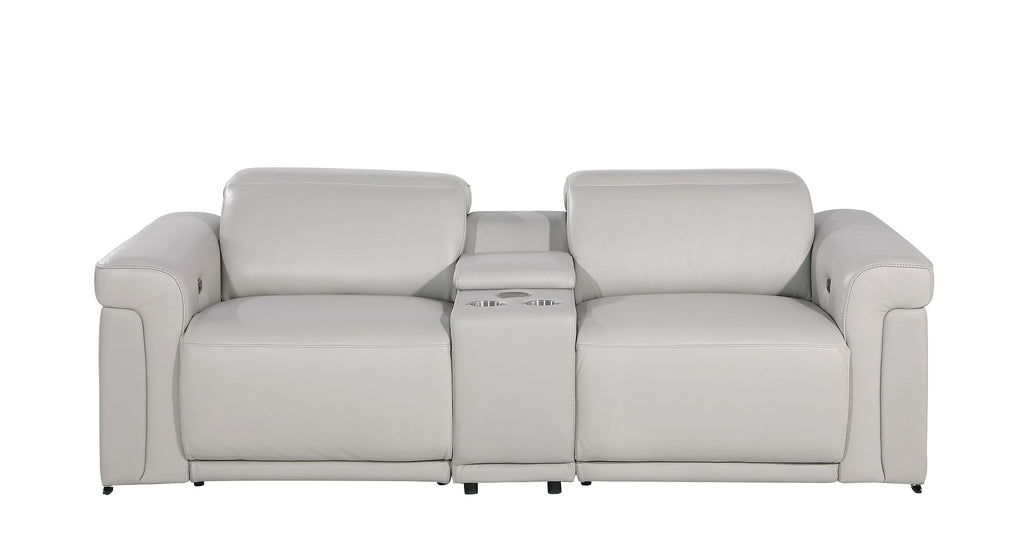 1126 Divanitalia 3-Piece Modular Power Reclining Loveseat in Top Grain Italian Leather with 2 Power Recliners & Power Headrests