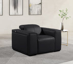 1126 Divanitalia Top Grain Italian Leather Power Reclining Chair with Power Headrests - Black - SKU 1224-BLACK-CH