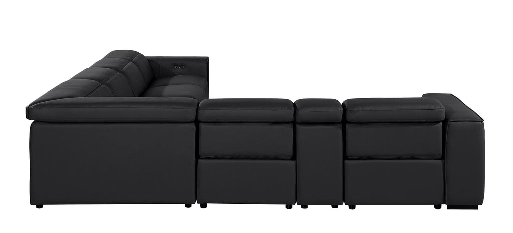 1224 Divanitalia 7-Piece L-Shaped Sectional Sofa in Top Grain Italian Leather with 4 Power Recliners & Power Headrests