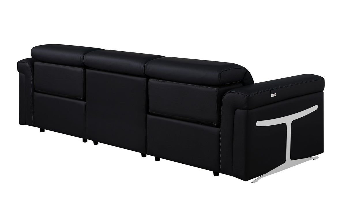 1126 Divanitalia 5-Piece Modular Power Reclining Sofa and Loveseat Set in Top Grain Italian Leather with 4 Power Recliners & Power Headrests - Black - SKU 1126-BLACK-5.4-HT-2PC - view 8