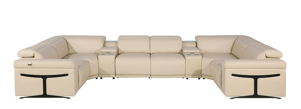 1126 Divanitalia 8-Piece U-Shaped Sectional Sofa in Top Grain Italian Leather with 2 Power Recliners & Power Headrests