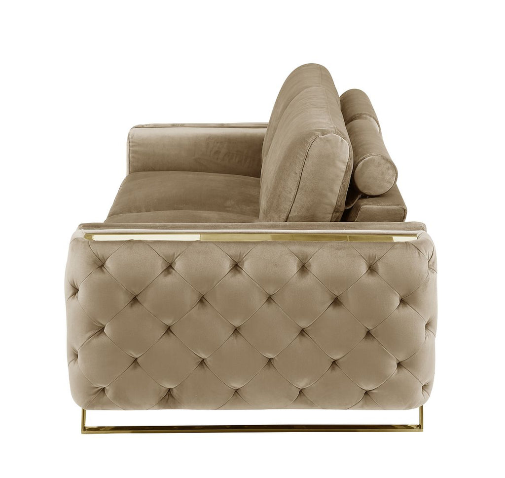 1051 Divanitalia Beige Sofa in Velvet Fabric